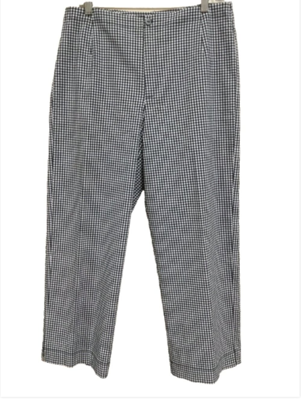 Chicos Size 2 US 12 Large Women Crop Pants Hi Rise Black White Gingham Straight
